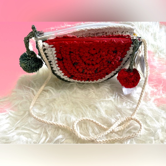 Brand new with tags Cute Watermelon Woven Bag Embroidery Mini Straw Bag... - Picture 1 of 5